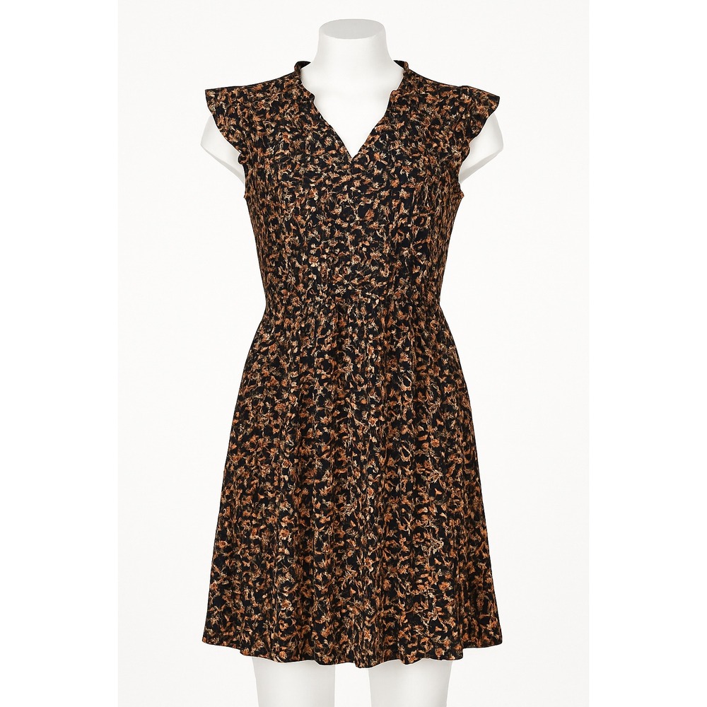 Old Navy Waist-Defined Flutter-Sleeve Dress Small – Black Ditsy Floral – NWT